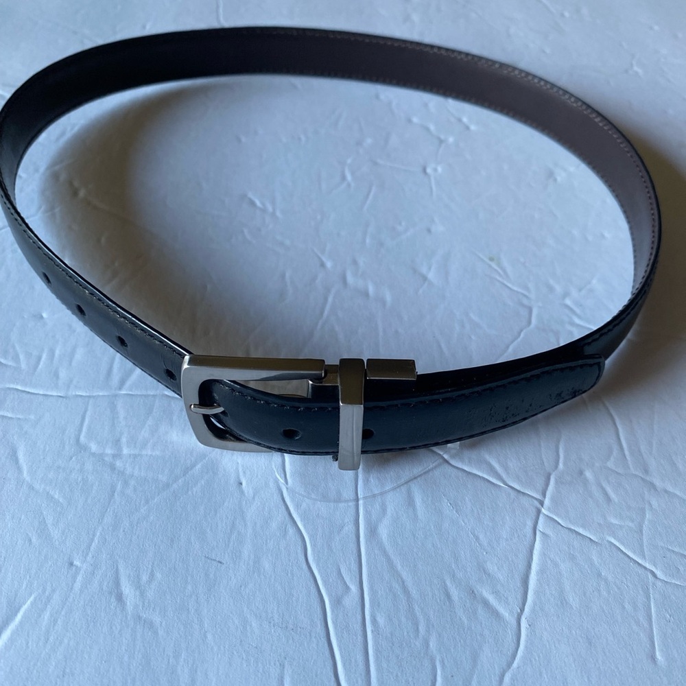 DOCKERS - Unisex Kids Black 1”W Leather Belt, Size: M (24-28)
